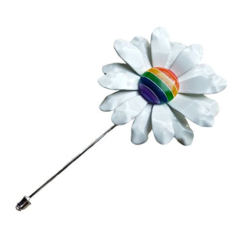 Rainbow Lapel Pin Ruffled Daisy