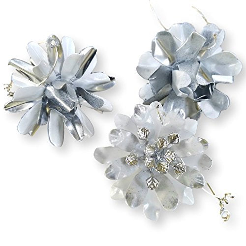 Small Ornament Set White and Silver Tone