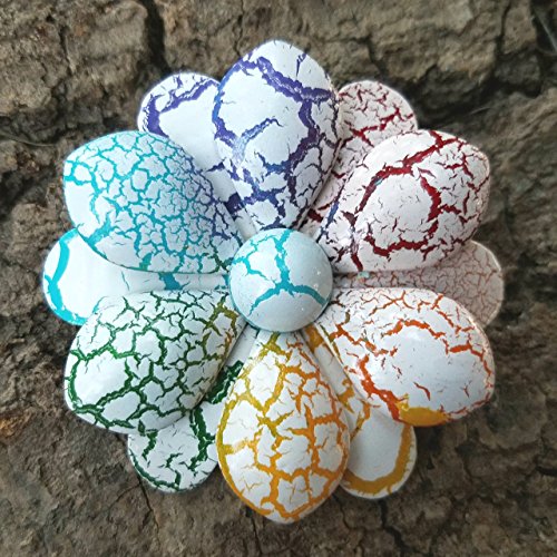 Crackled Rainbow Flower Pin